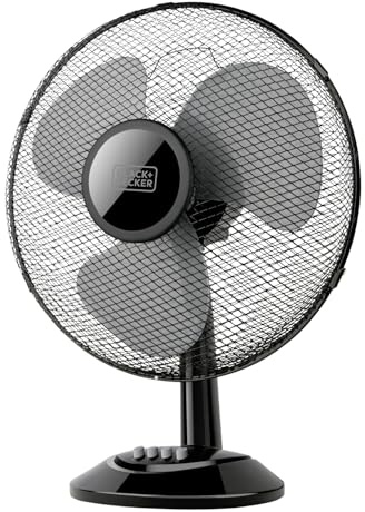BLACK+DECKER BXEFD41E - Ventilateur de table 40W, 3 hélices, 3 vitesses, système d’oscillation/inclinaison adaptable, ventilateur portable