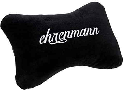 noblechairs Ehrenmann Gaming Nackenkissen – Ergonomische Kopf- & Nackenstütze für Gaming-Stühle – Schwarzes Kissen mit weißer Stickerei