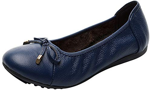 rismart Femme Plat Ballerines Pliable Danse Bowknot Doux Glisser sur Chaussures SN02819(Bleu Royal,38.5 EU)