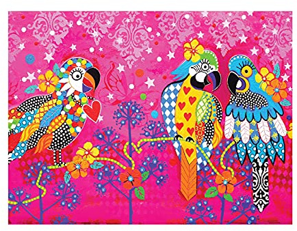 MAXWELL & WILLIAMS Love Hearts Geschirrtuch mit Vogel Design, Geschirhandtuch 100% Baumwolle, Rosa, 50 x 70 cm, Küchentuch, Spültuch, Abtockentücher
