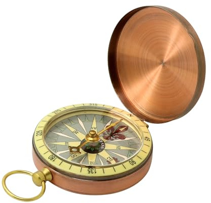 Tragbarer Vintage Retro Taschenkompass aus Metall Kupfer f¨¹r Camping Wandern Bootfahren ¨C Pr?ziser Kompass f¨¹r Outdoor Abenteuer und Geschenke