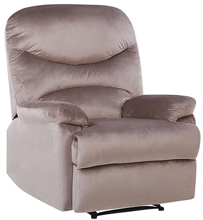 Fauteuil de Relaxation Position Réglable Manuellement en Velours Taupe avec Repose-pied et Dossier Inclinables Design Moderne et Ultra Élégant Beliani