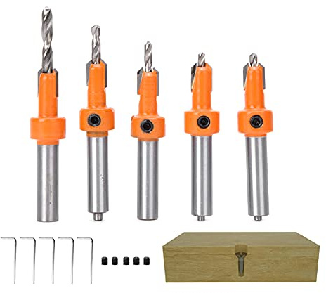 Senkbohrer-Set, 5 Stück 2,8-4 mm Karbonstahl-Senkbohrer, Bohrer für Holz, Aluminiumlegierung Senken, Öffnung