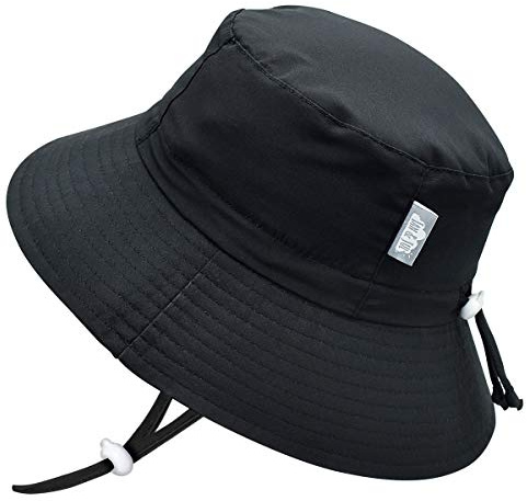 Jan & Jul Verstellbarer Baby Sonnenhut, Ideal zum Schwimmen (M: 6-24 Monate, Schwarz)