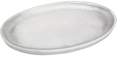 NKlaus piatto candela ovale 17x10cm alluminio argento piatto opaco piattino decorazione tavolo 10372