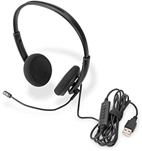 DIGITUS Écouteur stéréo pour Le Bureau, on Ear, Noise Reduction Câble 1,95 m, unité de Commande, USB