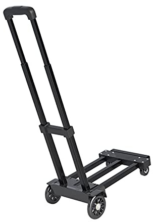 Hand Trucks Hua Multifunctional Telescopic Folding Hand Truck, Portable Shopping Cart Luggage Cart, Transport Trolley, with 4 Solid PVC Wheels, Load 80kg
