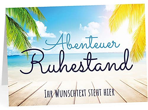 XXL Abschiedskarte PERSONALISIERT (A4) - Fotomotiv Palmen Strand 2 - große Klappkarte für Kollegen mit Umschlag zur Rente Ruhestand Pension Kündigung -