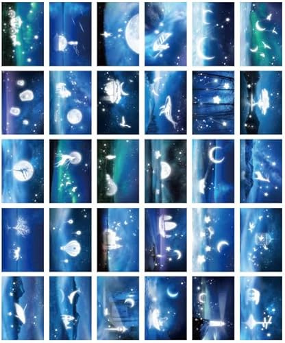 Tarjetas Postales de 30 unidades,Postales Bonitas,Postales Animales,Brilla en la Oscuridad, Postales de Viaje que Brilla en la Oscuridad Wander Earth