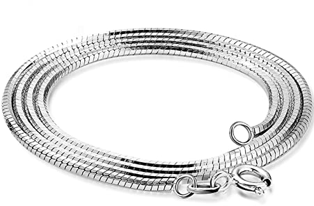ANAZOZ Kette Damen Silber 50 cm, Halskette Ohne Anhänger Herren Schlangenkette 1,5mm Breit Silber