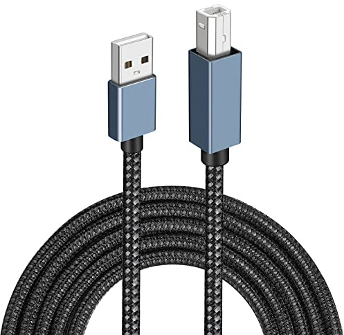 HCTian USB Printer Cable 3m/9.8ft, USB 2.0 Gold Plated Type A Male to B Male Lead, Scanner Printer Cord Nylon Braided Compatible with HP, Canon and other USB B device