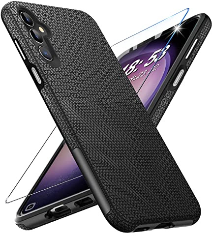Vaki Handyhülle für Samsung Galaxy S23 5G Hülle mit Displayschutzfolie aus gehärtetem Glas, Ständer Case Cover Bumper Stoßfest Kratzfest rutschfest Schutzhülle Silikon Galaxy S23 5G Hül