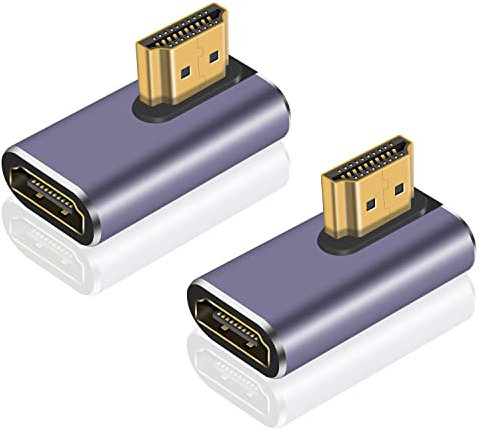 Maxhood HDMI 90 Degree Adapter 8K, 48Gbps Right Angle HDMI Adapter 2.1 Extender Adapter Supports 8K@60Hz, 4K@120Hz, 3D HDR for Laptop,DVD,TV, Monitors,PS5 (2Pack)