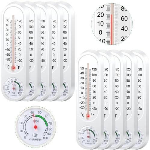 Leinuosen 3 Pcs Indoor Outdoor Wall Thermometer Humidity Meter Vertical Thermometer and Hygrometer Wireless Temperature Humidity Gauge Meter with Fahrenheit/Celsius for Patio Garden