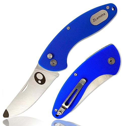 ZLemma taschenmesser kinder mit Clip und sicher abgerundeter Spitze für den ersten Jungen-Messer, faltbare Anfängermesser für Kleinkinder und strapazierfähigem G10-Griff (blau