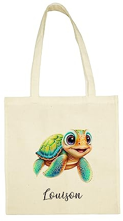 SB1045 Tote Bag Tortue à personnaliser, sac dessin enfant à personnaliser, sac shopping, sac école, sac bibliothèque, sac de courses, sac personnalisé, sac réutilisable enfant