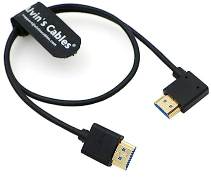 Alvin's Cables Ultra HD 8K HDMI 2.1 Cable Straight HDMI to Right Angle HDMI High Speed for Atomos Ninja V Monitor, Z CAM E2, Sony FS5| FS7| A7S3 Cameras 19.7inches|50CM