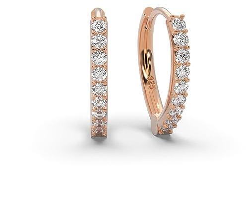 Creolen Silber 925 und Gold/Rosegold vergoldet Damen Ohrringe von AMOONIC | Kreolen klein in Tropfenform mit Zirkonia-Steinen, Schmuck Geschenk für Frauen Freundin Jahrestag Hochzeitstag Geburtstag