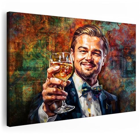 Artmazing Leonardo DiCaprio Bild bunt | Bild Leonardo DiCaprio | S-Art Bilder | Leonardo DiCaprio Bilder Modern | Coole Wandbilder Wohnzimmer | Wandbild Leonardo DiCaprio Deko XXL | Bild Leinwand XXL