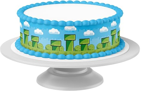 Tortenband Retro Spiel essbar - 4 Stück á 24cm x 5cm passend für Torten bis 30 cm zum mitessen - kreative Dekoration für Torten