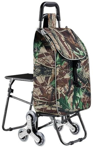 BURLOE Einkaufswagen Treppensteiger Trolley Einkaufswagen, Tragbarer Mit Sitz Für Ausruhen Klettern Treppenwagen Trolley Leicht Einkaufstrolley Klappbar,2
