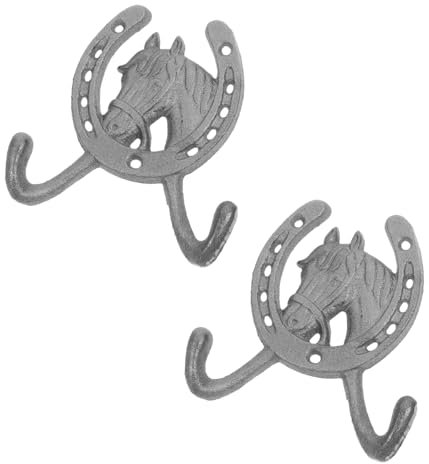 JOINPAYA 2stücke Gusseisen Wandhaken Hufeisenständer Haken Zum Aufhängen Handtuchhaken Fürs Badezimmer Wandhaken Haushaltshaken Wandaufbewahrungshaken Vintage Pferd Kopf Haken