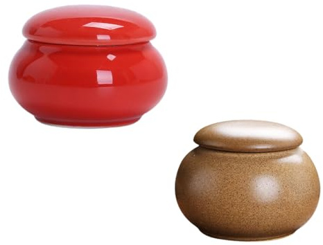 ABOOFAN 2piezas Botes Pequeños De Cerámica Esmaltada Para Té Tarros De Almacenaje De Cocina Con Cierre Hermético Para Té Frutas Secas y Colores Surtidos Mini