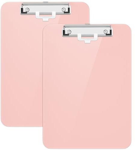 Hongri Lot de 2 planchettes à pince en plastique avec porte-stylo, 21,6 x 27,9 cm, format lettre pour salle de classe, étudiants, enseignants, bureau et école, pince à profil bas, taille 31,8 x 22,9