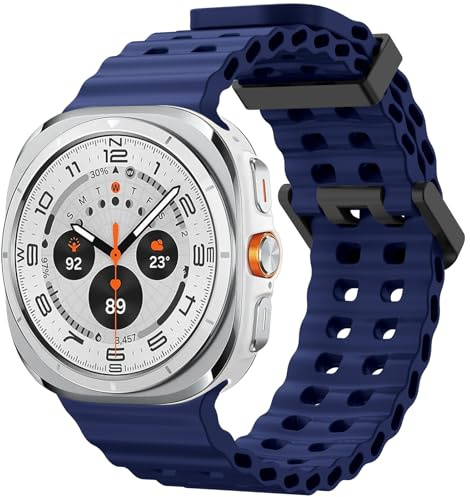Songsier Kompatibelt med Samsung Galaxy Watch Ultra 47 mm, mjukt och andningsbart sportband i silikon, vattentätt ersättningsarmband för Galaxy Watch Ultra-tillbehör 47 mm, Blå, 47mm, modernt