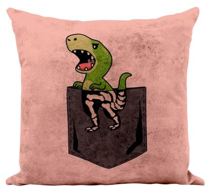 Fabulous Kissen aus Kunstleder, Rosa, Dinosaurier, X-Radio, Überraschungstasche, niedliches Design, 40 x 40 cm, Leder-Touch, Bezug und Kissen enthalten