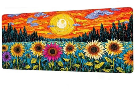 Tapis de Souris Chat Tapis Souris XXL, sous Main Chrysanthème, Grand Tapis de Souris Gamer avec Bords Cousus, Tapis de Bureau Antidérapante Imperméable, Tapis de Souris Gaming pour PC, Cadeau BJ-517