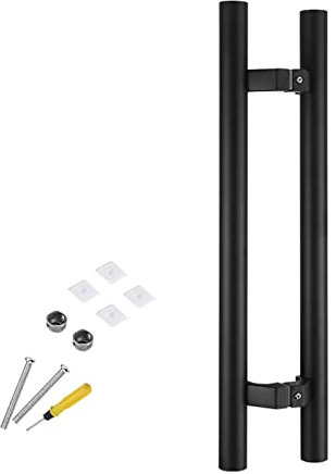 Juego de manijas de puerta de granero resistentes a la corrosión, kit de manijas de puerta con tornillos, fácil instalación, color negro, largo, 80 cm y 60 cm