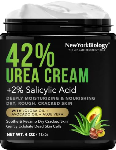 New York Biology 42% Urea Cream with 2% Salicylic Acid – Moisturizing Urea Foot Cream for Dry Cracked Heels, Calloused Feet, Athletes Foot, Dry Cracked Feet and Dead Skin – 130 g