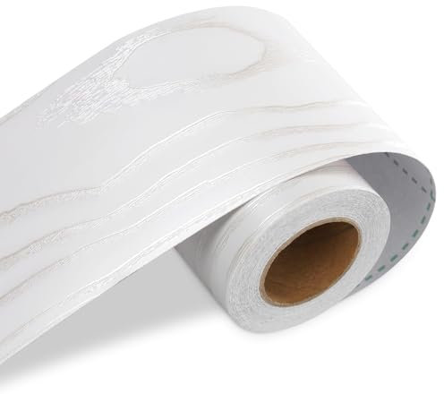 LACHEERY Bordo Adesivo Autoadesivo in Legno Bianco Carta da Parati Effetto Legno 7.6cm x 1500cm Vinile Impermeabile Perfetto per Pareti Camera da Letto Cornici Specchi Mobili Tavoli Sedie