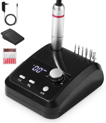 Nagelfräser Professionell, Nagelfräser für Gelnägel, 45000 rpm Elektrische nagelfeile mit Pedalen, Nail Drill Machine, Maniküre Set Elektrisch, für Maniküre Pediküre