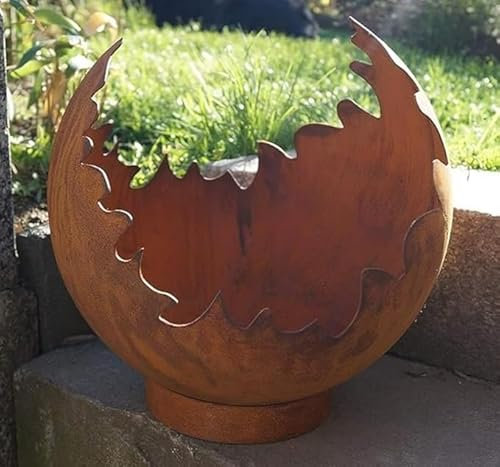 Der-Porzellan-Laden Boule de feu classique ouverte - Décoration de jardin et sculpture en métal patiné - 30 x 30 x 30 cm - Pour une ambiance chaleureuse dans le jardin