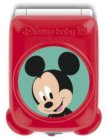 Clementoni Disney Baby - Mickey Flip Phone, Telefono Bambini 9-36 Mesi, Centro attività con 4 Tasti per Stimolare Il Gioco Imitativo con Luci e Suoni, 17514