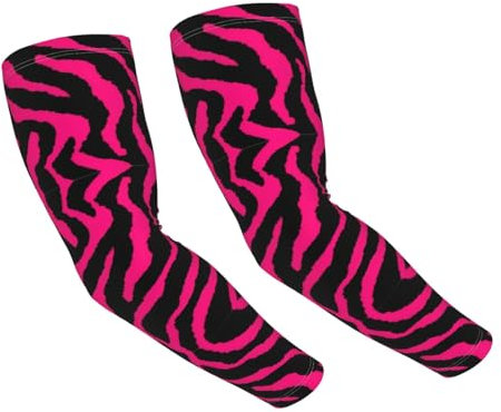 DEXNEL Zebra Tiger Leopard - Manicotti di raffreddamento per braccia, unisex, per sport, ciclismo, golf, colore: rosa, Nero , Taglia unica