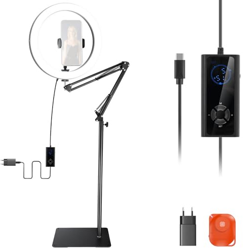 NEEWER RH12 12 24W Hochleistungs LED Ringlicht Kompatibel mit iPhone 60 Überkopf Faltstativ mit Handyhalterung Ideal für Videoaufnahmen Selfies Make up Streaming, 2900-7000K USB C PD Eingang CRI97+