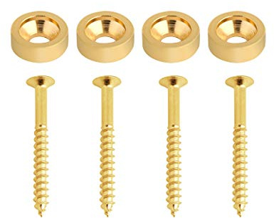 Rubatone Gitarrenhals-Gelenkbuchsen, Gitarrenhals-Gelenkhülsen, Schrauben für E-Gitarre oder Bassgitarre, Zubehör, 4 Stück, mit Schrauben, Gold.