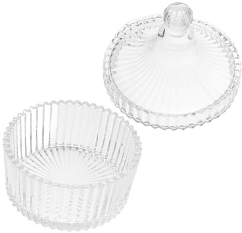 Happyyami Petit Bougeoir en Verre Transparent avec Couvercle, Bol Décoratif Léger au Design Multifonctionnel, Style Vintage Élégant pour Maison et Bureau