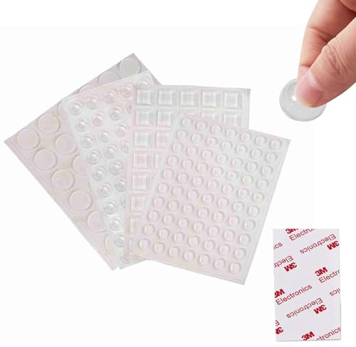 4 Sizes Door Silencer 107Pcs Transparent Silicone Bumpers, Self-Adhesive Noise Dampening Pads Soft Elastic Buffer for Furniture, Drawers Glass Hemisphere/Trapezoid/Conical Non-Slip Cushions