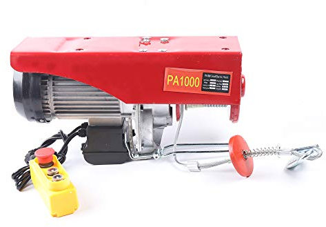 Verricello elettrico da 500 kg fino a 1000 kg, 1600 W, altezza di sollevamento: 12 m, con motore in rame, puleggia 10 m/min, velocità di sollevamento, con telecomando senza fili, paranco a catena