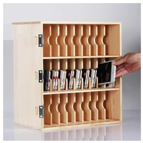 Holz-Handy-Spind Box – Wandmontierter Handy-Aufbewahrungsschrank mit Türschloss für Konferenzraum-Management