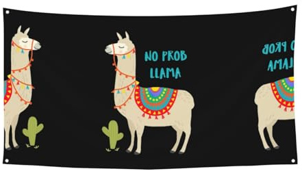 Simpatico striscione per feste con stampa di lama e cactus, decorazione da appendere per casa, cortile, per compleanno, Natale, Halloween