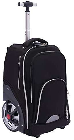 Tagowao Ryggsäck med hjul 45 l affärslaptop reseryggsäck, stora hjul design, stänkvatten och smutsavvisande, svart handbagage ryggsäck för alla typer av resor