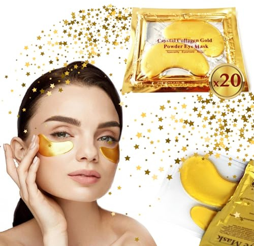 P-Beauty – Ögonkuddar Crystal Collage Gold Gel 20 par, med kollagen och hyaluronsyra – anti-aging fuktmask mot rynkor, mörka ringar och svullna ögon, för strålande ögonområde
