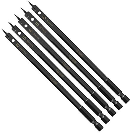 SabreCut 5pcs SCRIW06_5 6mm x 152mm Hardwood Softwood Flat Wood Spade Bits | Impact-rated construction delivers fast, clean drilling in softwood, hardwood, chipboard and MDF