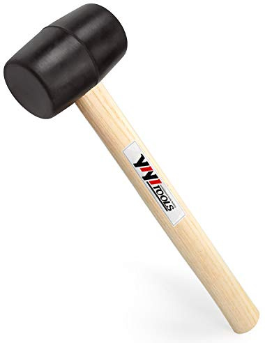 YIYITOOLS YY-2-005 Rubber Mallet Hammer With Wood Handle–8-oz, black