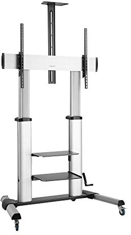 LogiLink BP0084 - Profi TV-Wagen / TV-Ständer / TV-Halterung / Display Cart für 60-100 Zoll (LCD, LED, OLED, …), Farbe: Alu